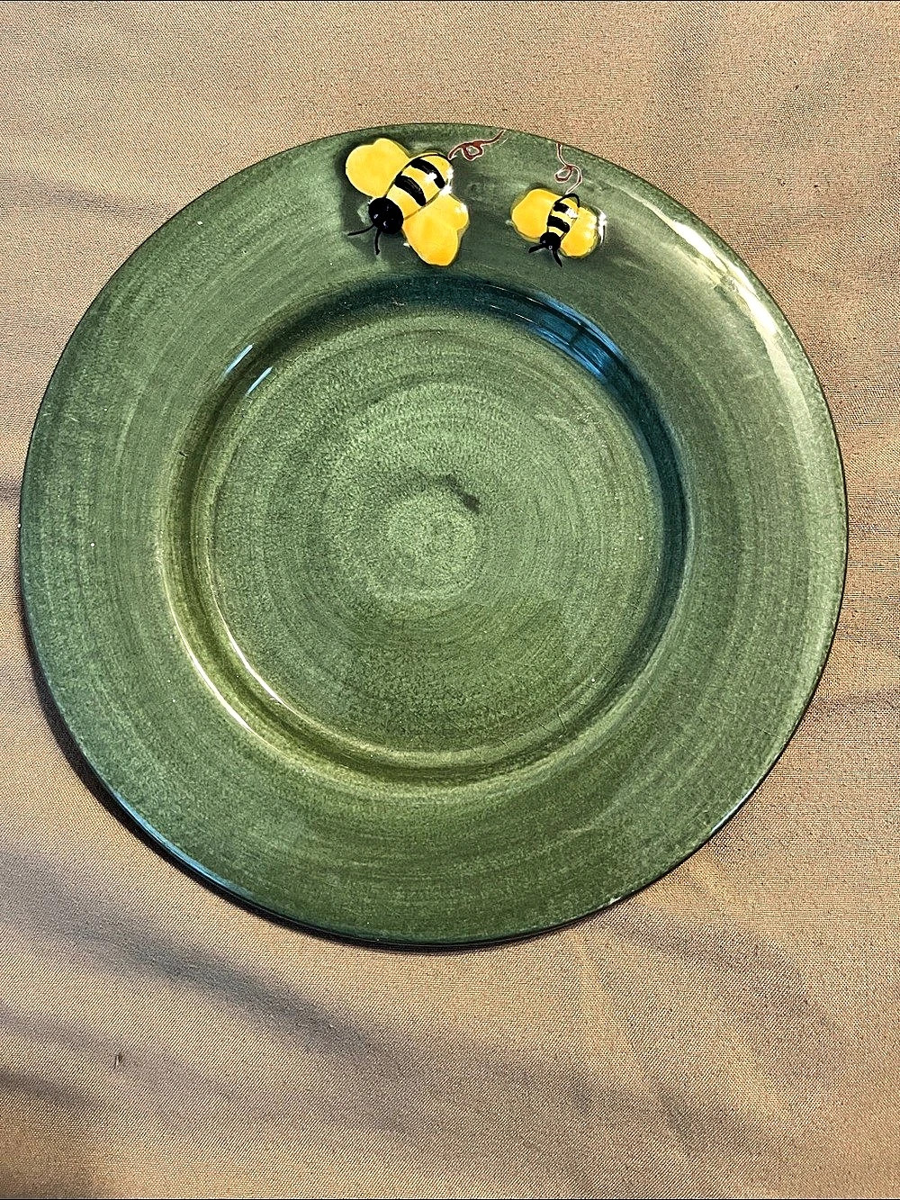 Green & Brown Bee Decorative Dinner Plate